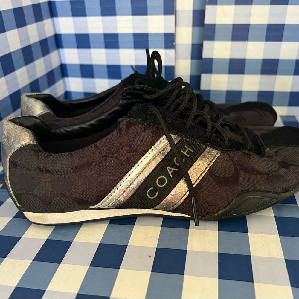 Coach Jayme Signature C Black & Metallic Silver Women’s Size 7 Sneaker - Picture 11 of 12